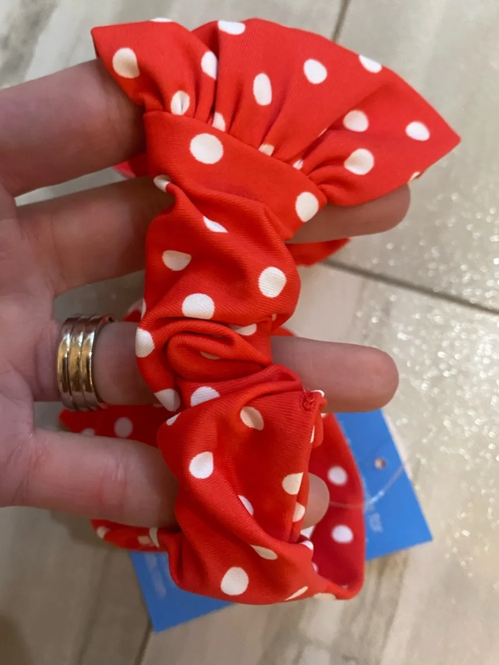 NWT RuflleButts Vibrant Red Polka Dot Bow Swim Headband One Size Baby & Toddler